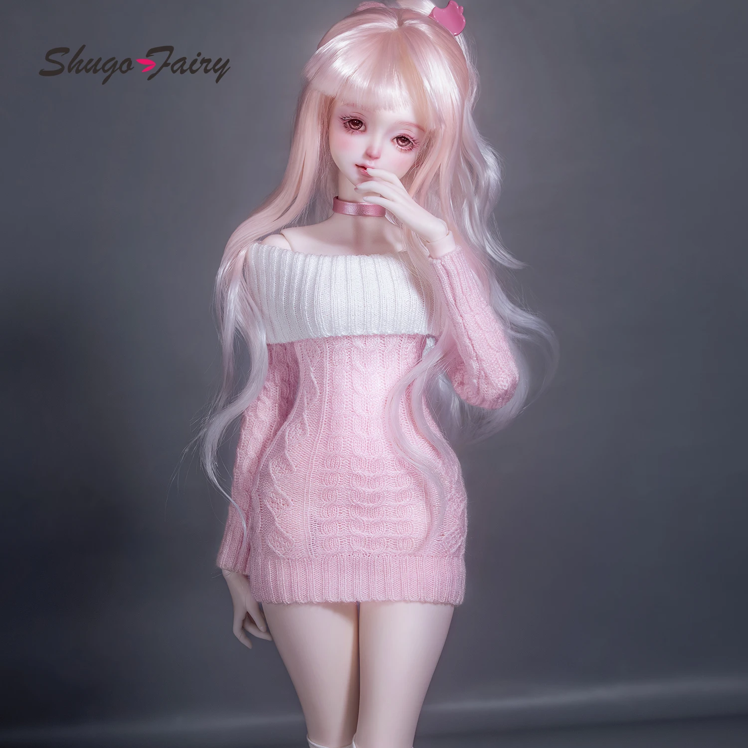 

В НАЛИЧИИ: Одежда для BJD кукол 1/4 - KD4-053: Современный повседневный вязаный свитер средней длины и аксессуары ручной работы для кукол, вязаный пуловер