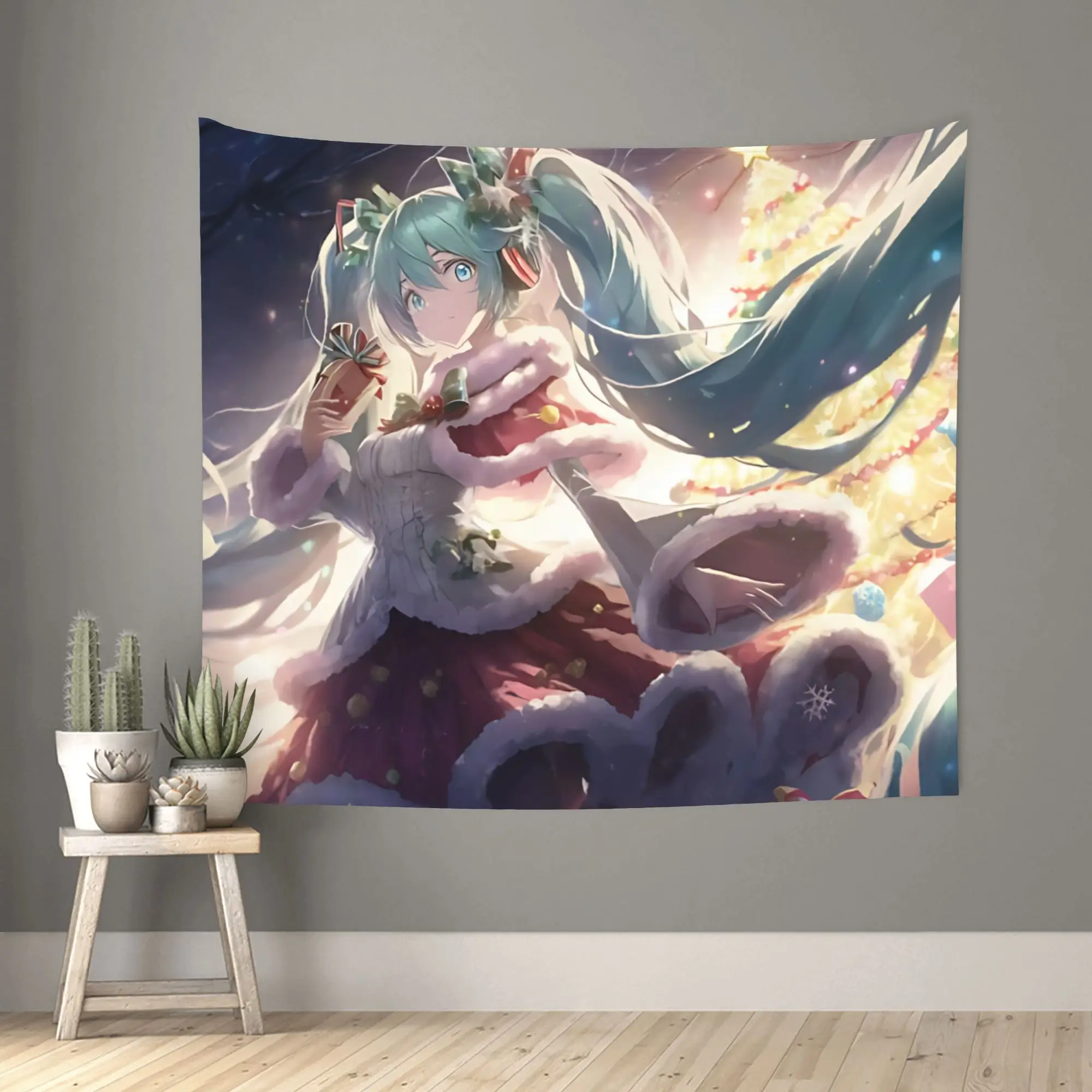 Customized Christmas Gift  Hatsune Miku cutecore Tapestry Bedroom Decoration  Wall Hanging Blanket Tapestry Cool Stuff For Room