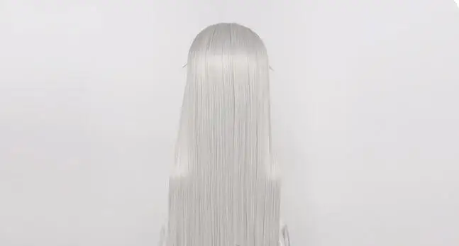 Perucas cosplay de cabelo sintético, 100cm de comprimento, estilo cinza prateado, resistente ao calor, peruca, boné de peruca