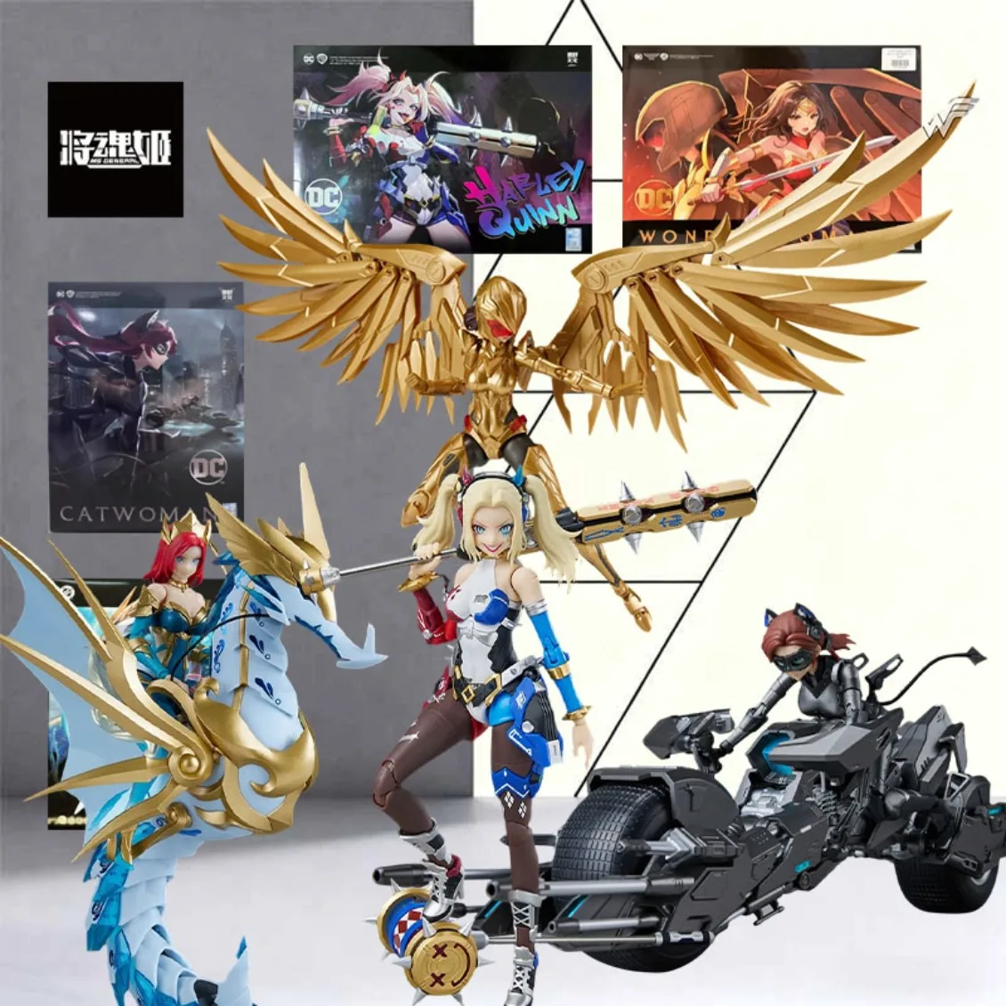 Figura Coleccionable de Anime de PVC y ABS, Serie Jianghunji, Harley Quinn, Catwoman, Mera, Mujer Maravilla, 1/10, 17 cm, Modelo Articulado y Ensamblable