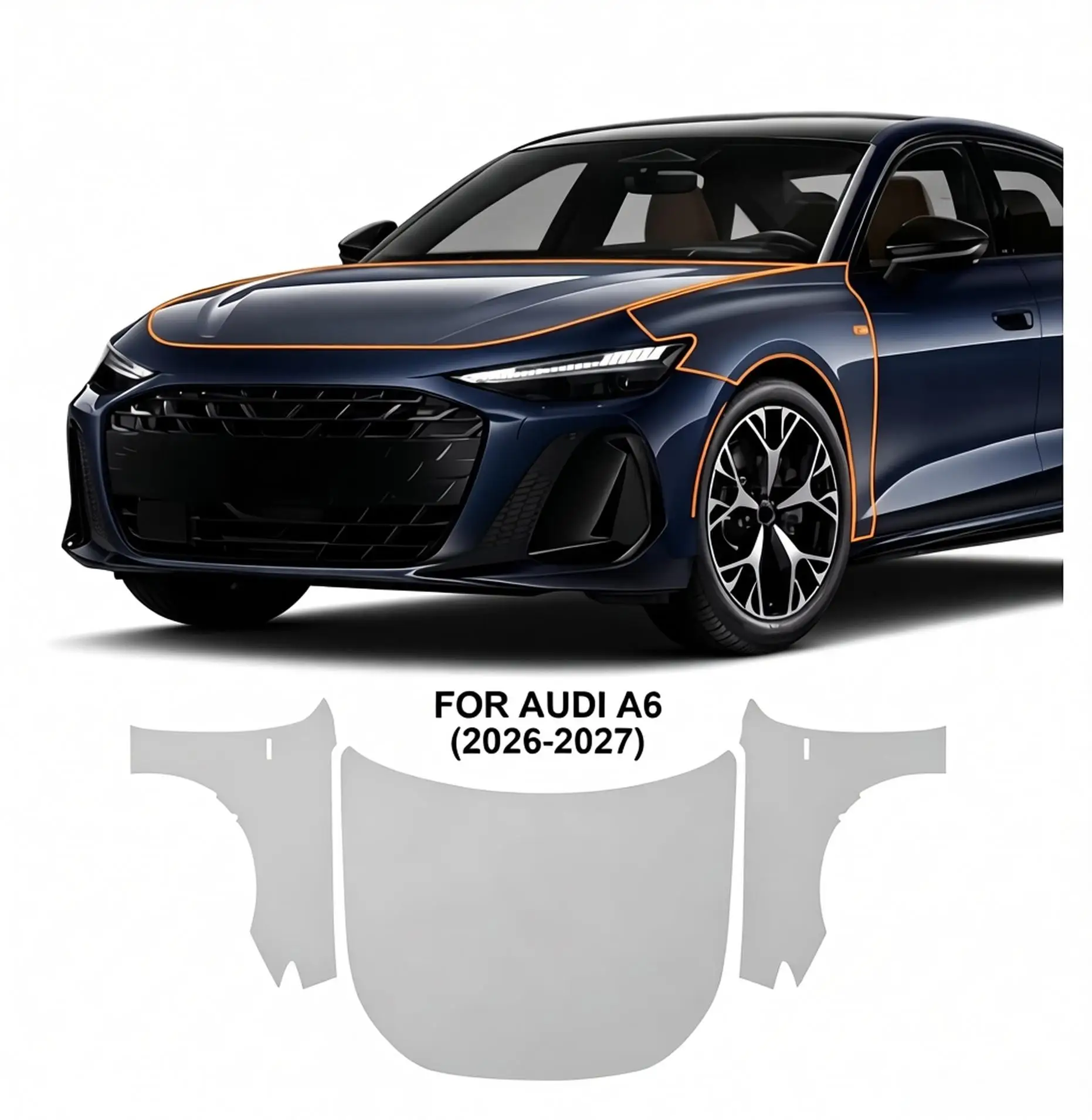 9Mil TPU Bumper Hood Paint Protection Film For Audi A6 2026 2027 Pre-cut PPF Kit Clear Bra Car Body Anti-Scratch Resistant