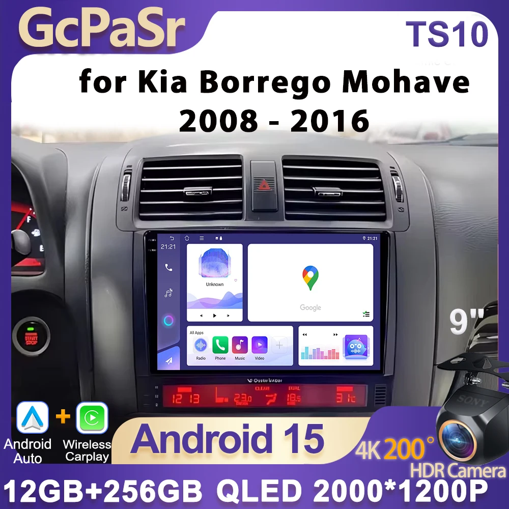 

Автомобильный радиоприемник для Kia Borrego Mohave 2008-2016 Android 15 GPS-навигация Авто стерео мультимедийный плеер без 2din 5G Wi-Fi