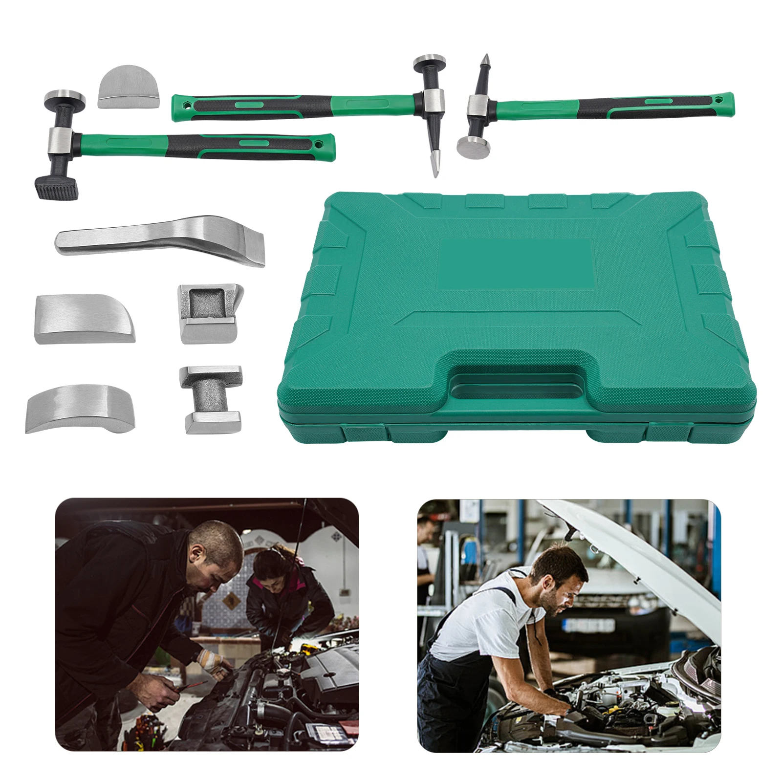 

9 Pcs Auto Body Panel Fender Hammer Dolly Set Dent Repair Tools Car Sheet Metal Shaping Movable Car Body Corrector Kit