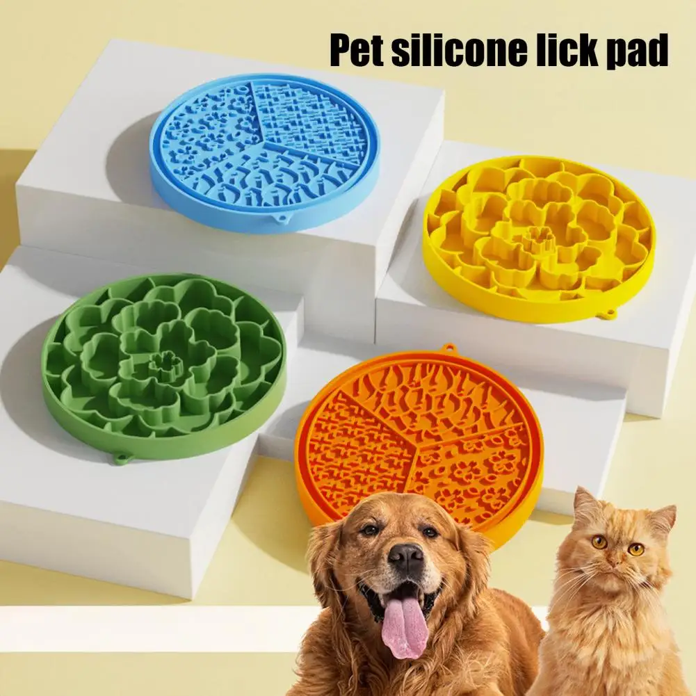 Slow Feeder for Wet Dry Food Pet Slow Feeder Mat for Dogs Cats Soft Silicone Lick Mat with Thick Treat Dish for Kibbles