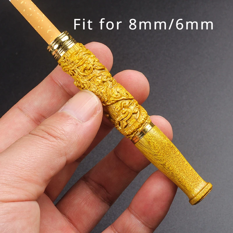 

Black sandalwood Carved dragon cigarette holder Portable Microfilter Smoking filter Straight For Thick Thin Smoke Mouthpiece