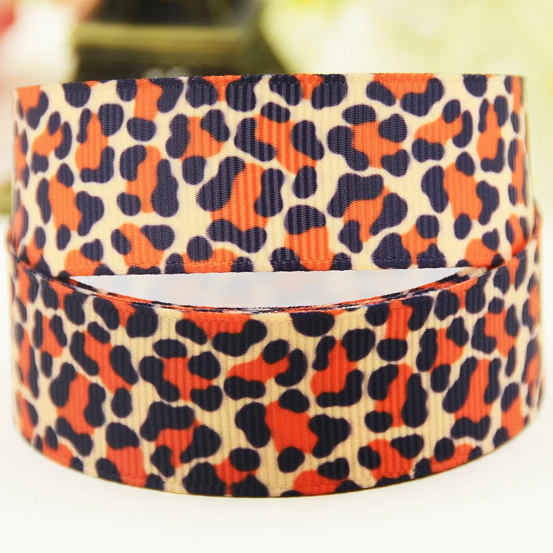 22mm 25mm 38mm 75mm Leopard cartoon printed Grosgrain Ribbon party decoration 10 Yards satin ribbons