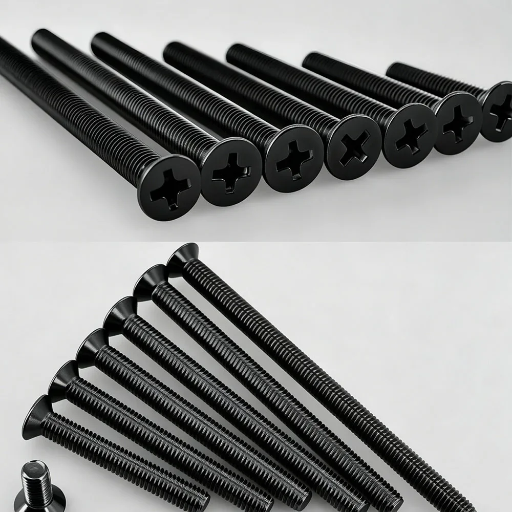 10-100 Stück M1.4 M1.6 M2 M2.5 M3 M3.5 M4 M5 M6 GB819 Kleine schwarze Kreuzschlitz-Senkkopfschrauben aus Kohlenstoffstahl – Detail 7
