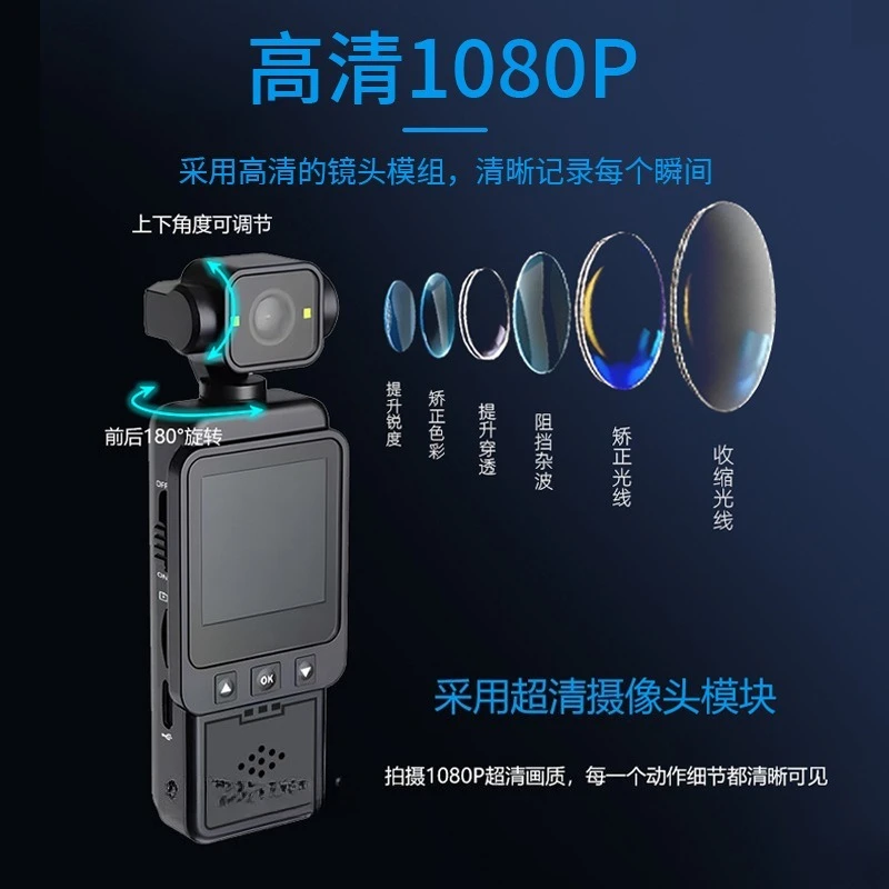 Portable Handheld Action Camera Clip‑on Wearable Outdoor Video Recorder with WiFi for Body Worn Shooting