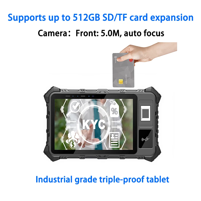 8 Inch Industrial Rugged Tablet Face Recognition PC WIFI IP67 Support IC Card and Footprint bluetooth view 5