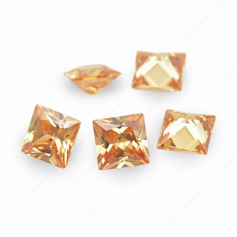 Cubic Zirconia Stone 2x2~14x14mm AAAAA Multicolor Square Shape Princess Cut Loose CZ Stones Synthetic Gems Beads For Jewelry