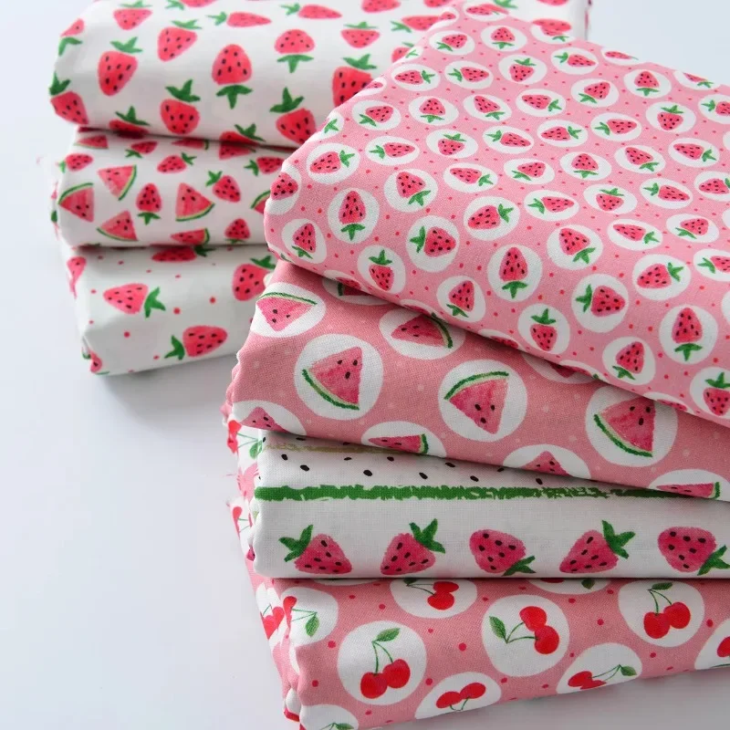 Fabric Cotton Handmade DIY Clothing Pet Ins Pastoral Dressing Baby Cotton Pink Strawberry Tela Algodon Tablecloth