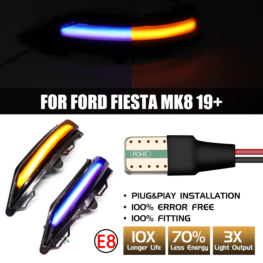 Dynamic Blinker Turn Signal Side Mirror Indicator LED Flashing Light For Ford Fiesta ST Line MK8 2018 2019 PUMA 2020