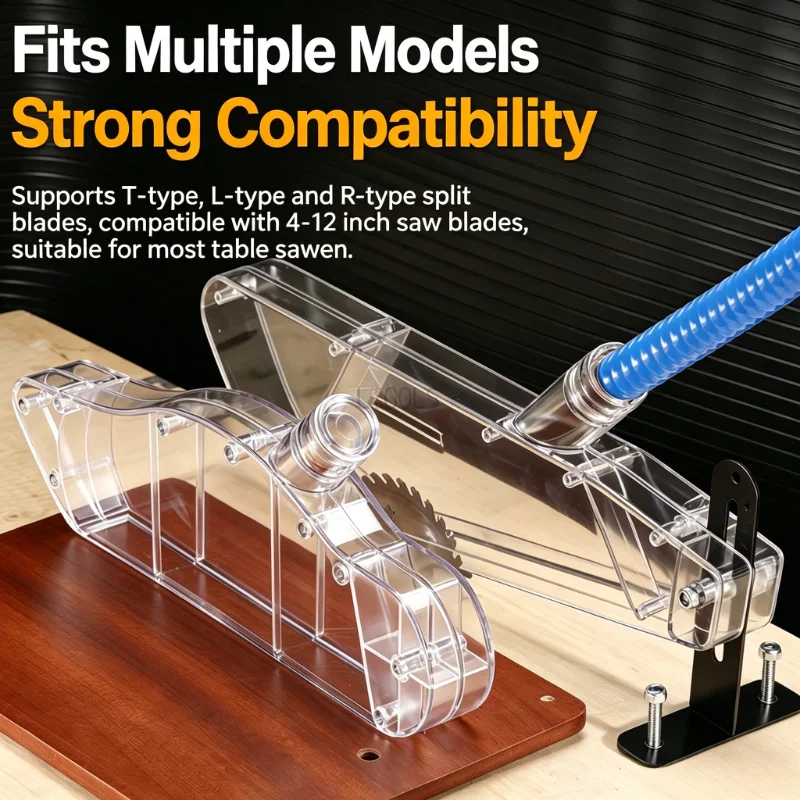 Table Saw Guard Cover ABS Material for 4 Inch 12 Inch Table Saws with Dust Port for Cleaner Workshop Operations Saw Guard