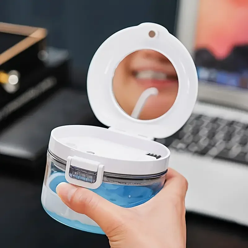 Portable Oral Retainer Case Orthodontic Retainer Box Tooth Invisible Braces Storage Box Soaking Invisible Teeth Denture Cleaning