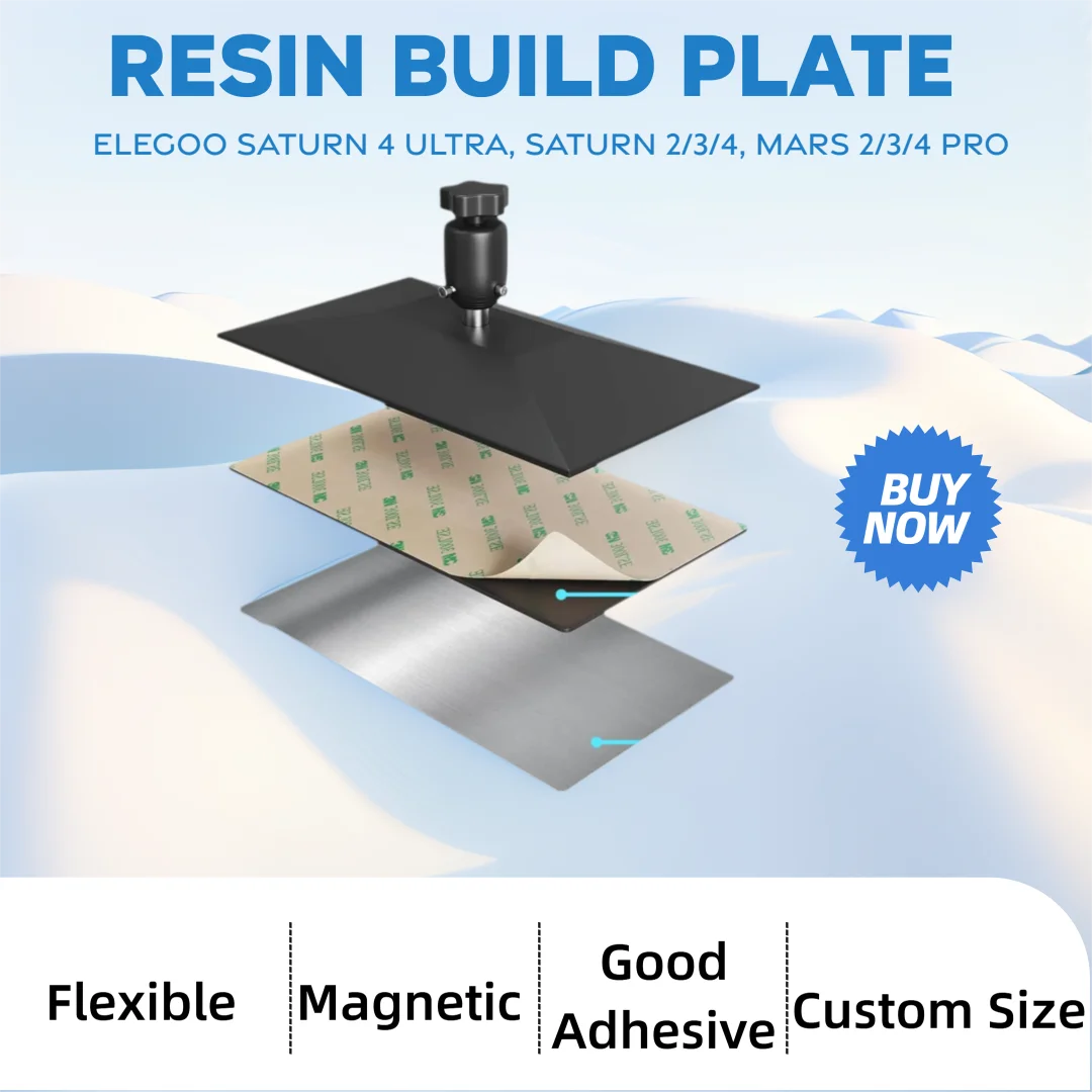 

Resin Build Plate for ELEGOO Saturn 8K/Saturn S 4K/Mars 5 Ultra 9K/Mars Pro 3D Printer Magnetic Flexible Steel Build Plate