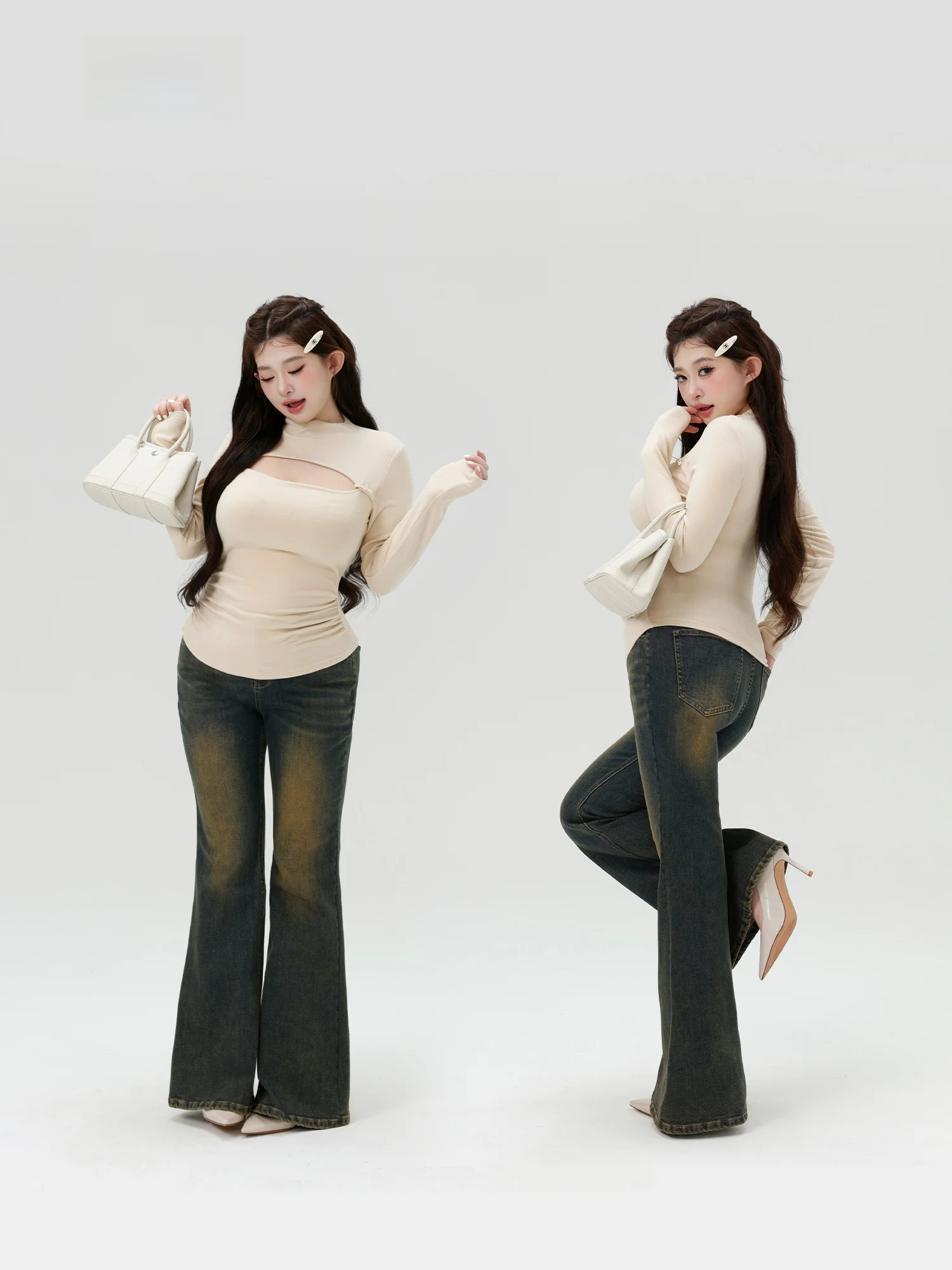 

Джинсы женские премиум-класса с высокой талией, прямые, комфортные, деним, расклешенные, осенне-зимние, повседневные, стильные