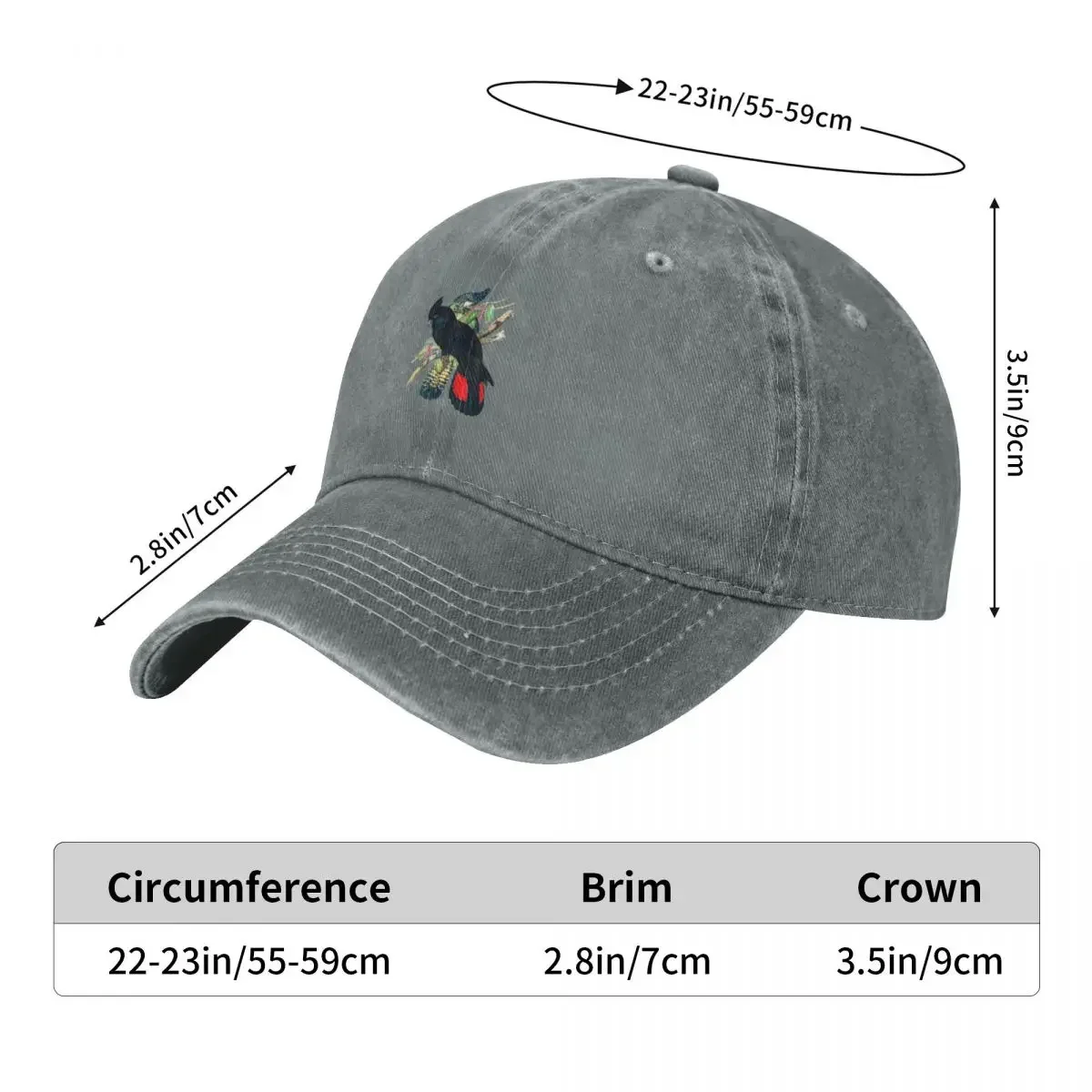 Australian Banksian Black Cockatoo Baseball Cap Wild Ball Hat Golf Cap Man Women's