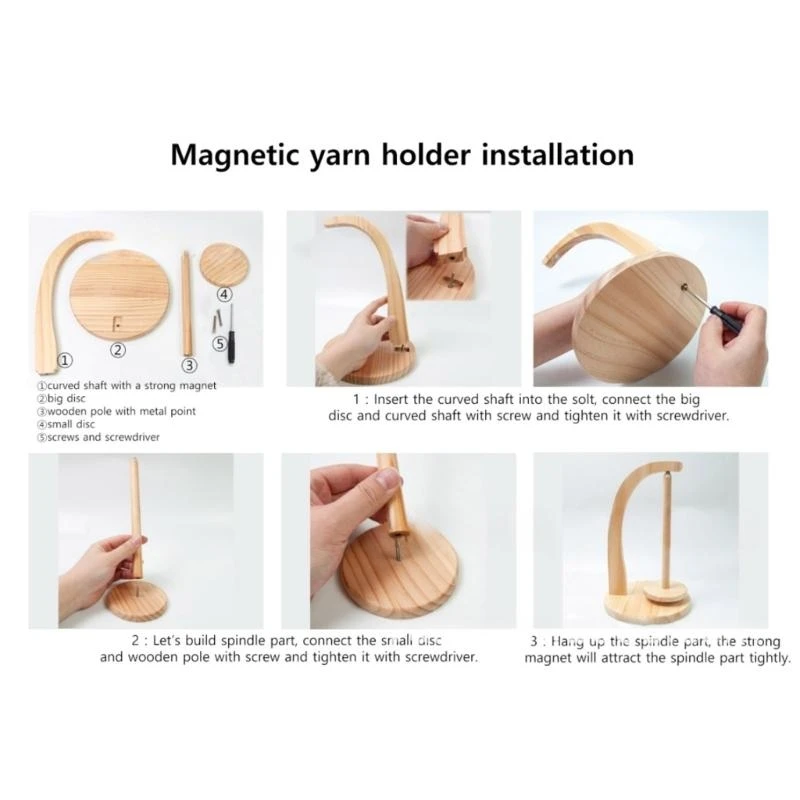 E06B Yarn Holder Wool Ball Holder Spinning Knitting Tools Wooden Yarn Ball Holder Practical Yarn Holder Dispenser