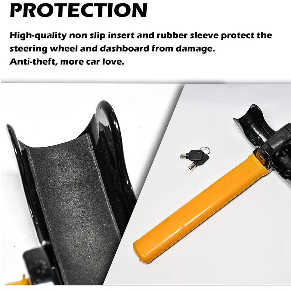 Stainless Steel T-Bar Steering Lock - Universal Anti-Theft Immobilizer for Sedan to SUV, Anti-Pry Design with DualGuard Keys
