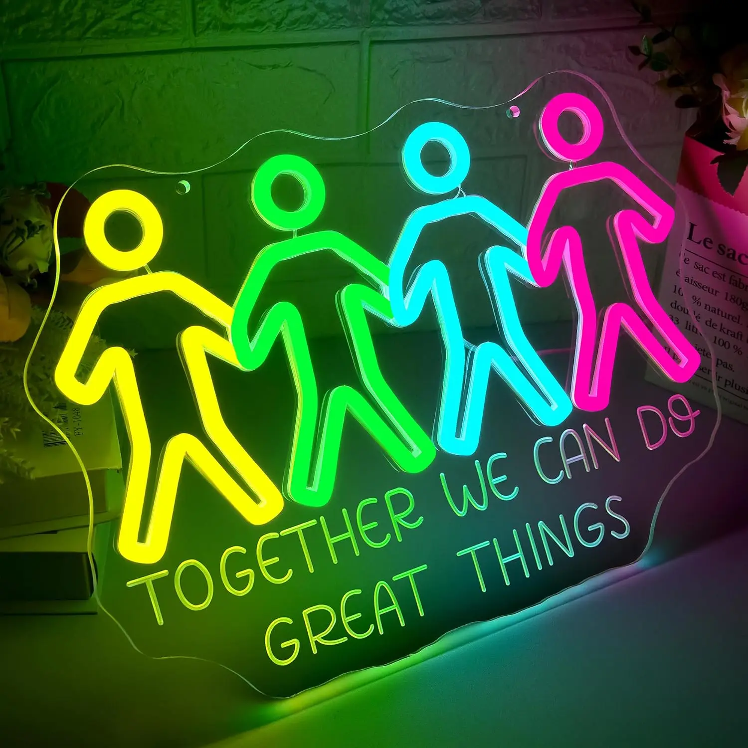 معًا نحن نفعل أشياء رائعة علامة النيون نحت عكس الضوء مصباح ليد تسجيل جدار ديكور لرجل ملهم كهف مكتب المدرسة المنزل P
