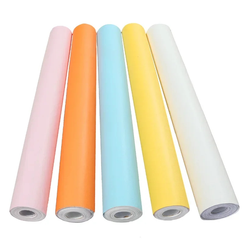 

Самоклеящиеся обои для спальни, чистый цвет, утолщенная настенная ткань, простые легкие роскошные простые обои Macaron, водонепроницаемые