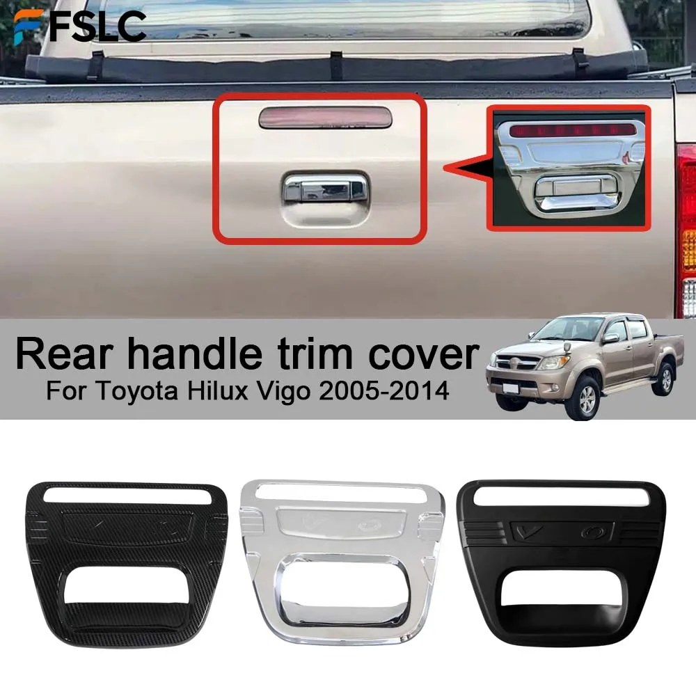 Cubierta Decorativa para la Manija Trasera del Coche, para Toyota Hilux Vigo 2005-2014, Negro Mate, Plata, Fibra de Carbono, Adhesivos para Coche, Mejora