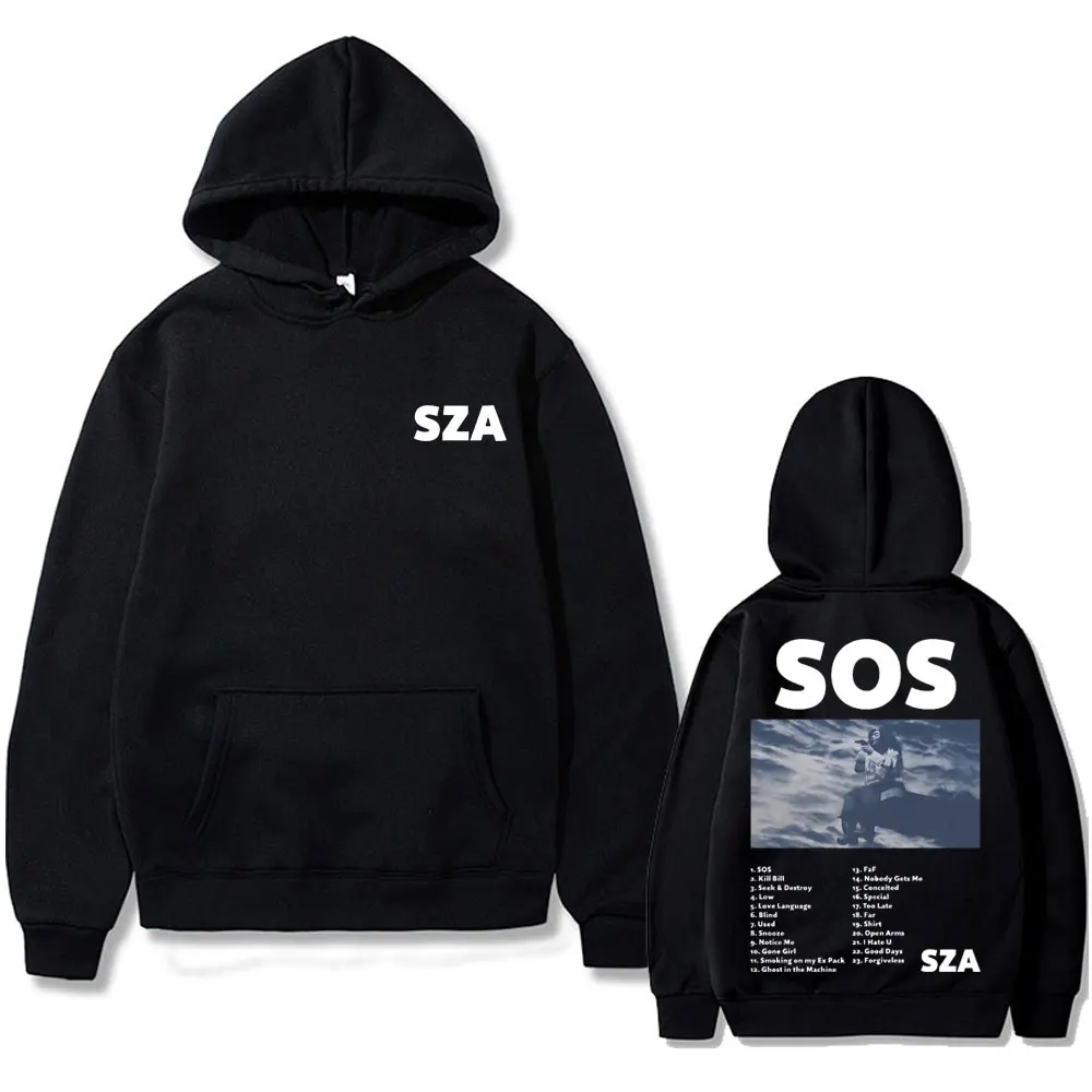 

Rapper SZA SOS Album Graphic Print Hoodie Men Women Hip Hop Oversized Sweatshirt Male Vintage Streetwear Unisex Fleece Hoodies