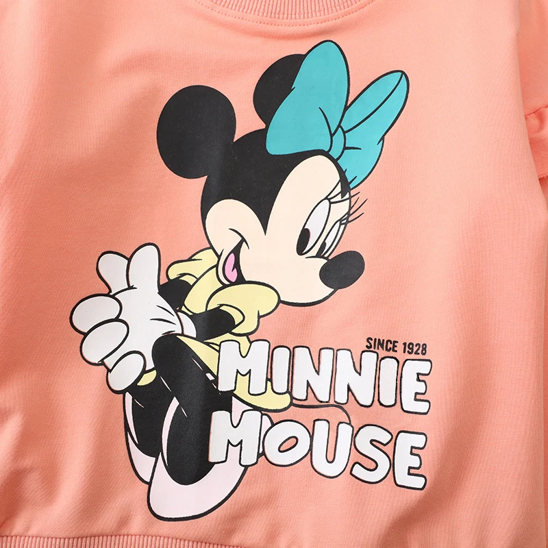 Disney Spring Autumn Baby Girls Cartoon Minnie Mouse Cotton Sweatshirts Children Kids Long Sleeve Pullover Tops Tees Clothes