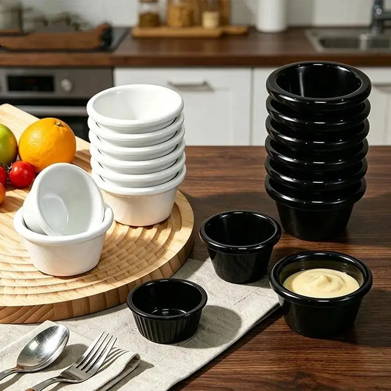 Sauce Bowl Round Glossy Melamine Black Mini Dipping Cup American Tableware For Cafe For The Kitchen