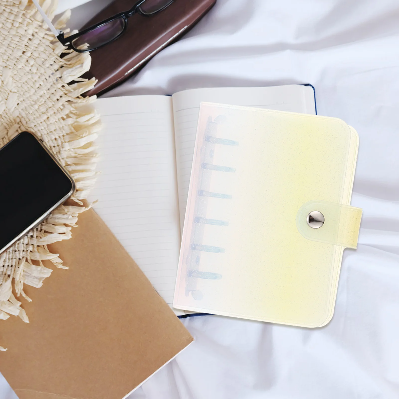 Copertina per notebook a fogli mobili arcobaleno Raccoglitore trasparente A7 Protezione per diario portatile Custodia leggera in PVC per studenti e insegnanti