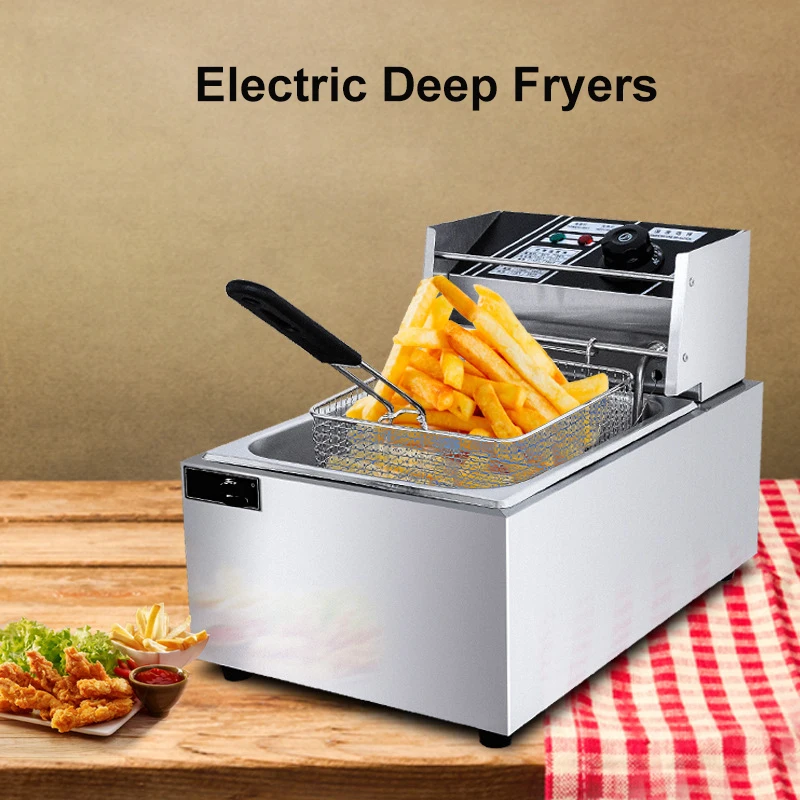 220V Deep Fryer 2 Tanks Electric Frying Furnace French Fries Fried Chicken Machine With Double Drum Fryer With Baskets