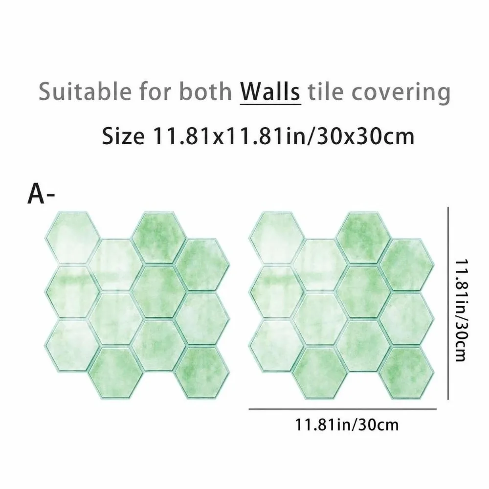 2PCS Soft Light Tone Hexagon Tile Sticker PVC Matte Surface Self Adhesive Tile Cover Easy Paste Water Proof Wall Sheet Sticker