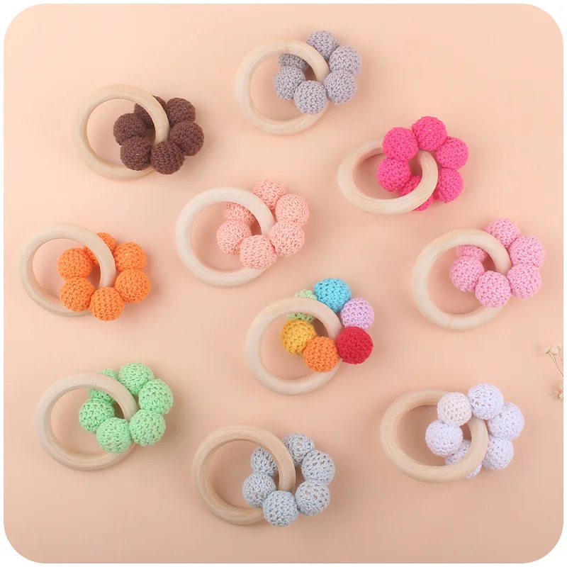 ABCPICK New baby products Hemu teething rubber wristband, baby yarn beads, flower shaped toy, grinding teeth stick Care Chew Toy