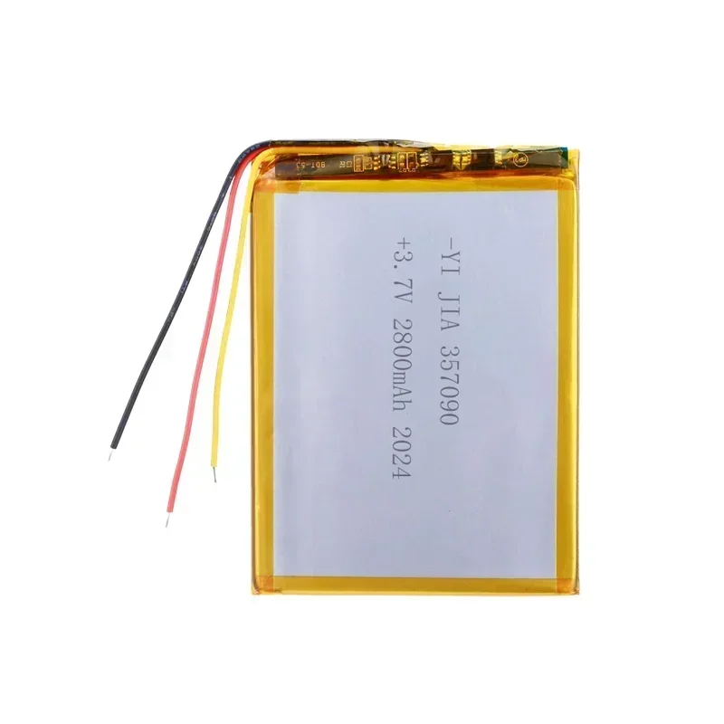 357090 High Quality 2800mah 3.7v Rechargeable Lithium Polymer Battery Li-po Battery  with Three Wire