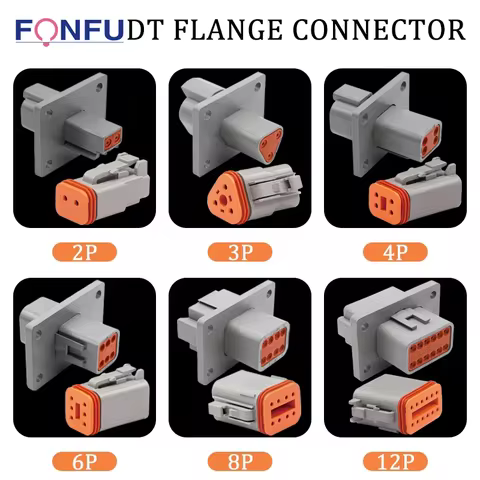 5/10/100set 2/3/4/6/8/12 Pin DT Male Female Connector DT04-6P-L012 Waterproof Plug-In With Fixed Flange DT04-4P-L012