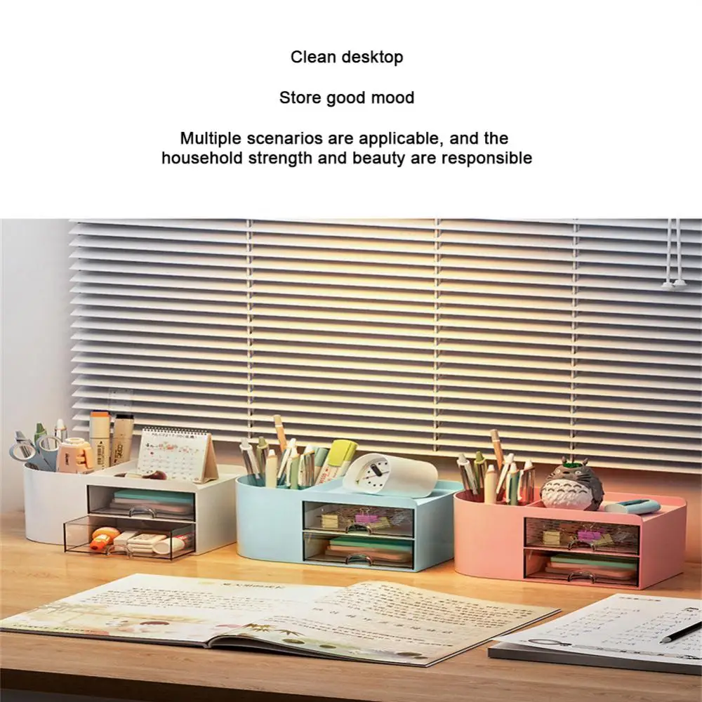 Lade Opbergdoos Studentenkantoor Grote Capaciteit Creatieve Transparante Eenvoudige Desktop Decoratie Pennenhouder Kinderen Meisje