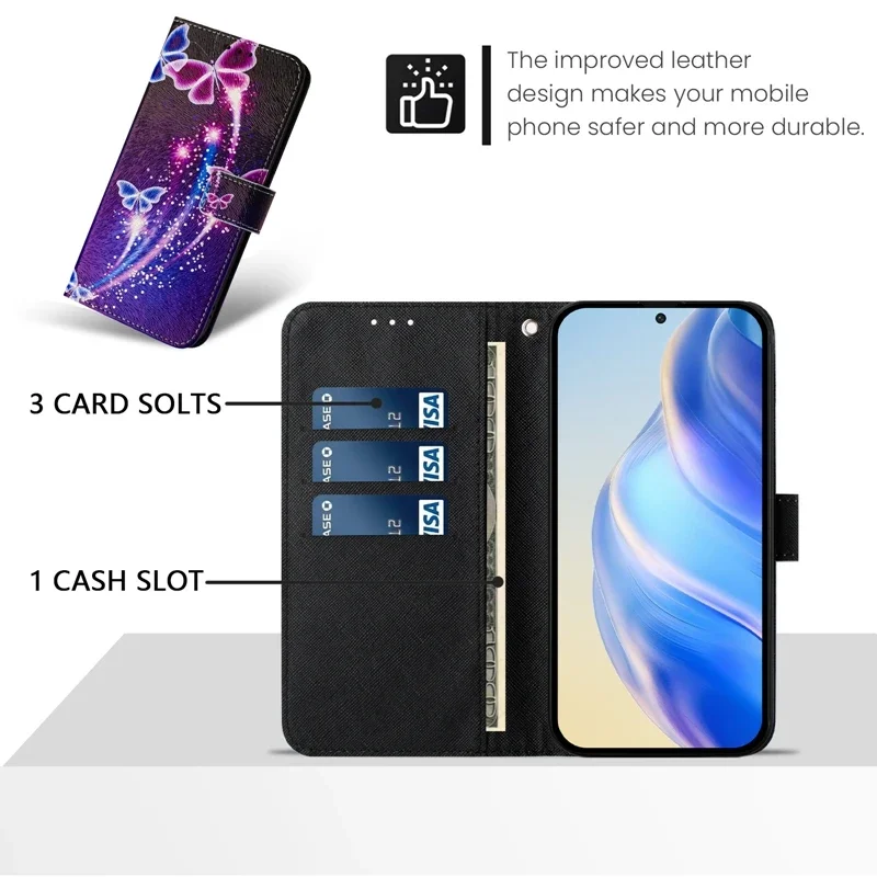 Poco X6 X5 X4 X3 Pro Case Painted Wallet Phone Cover For Xiaomi Poco X6 Pro PocoX6 X5 X3 NFC X4Pro 5G X4 GT Leather Case Fundas