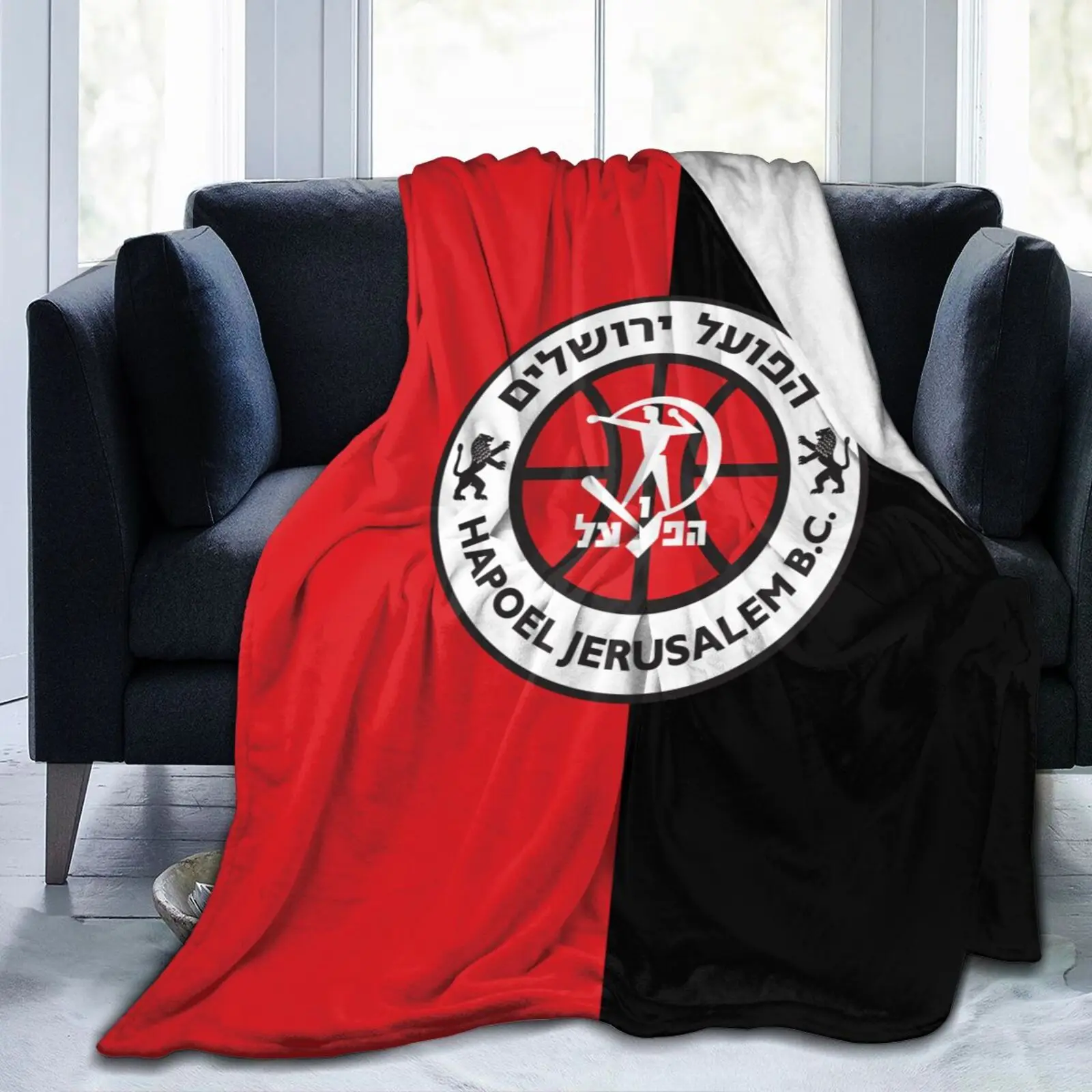 Hapoel Jerusalem Basketball Soft Plush Blanket, Flannel Blanket Throw Blanket for Living Room Bedroom Bed Sofa Picnic Cover