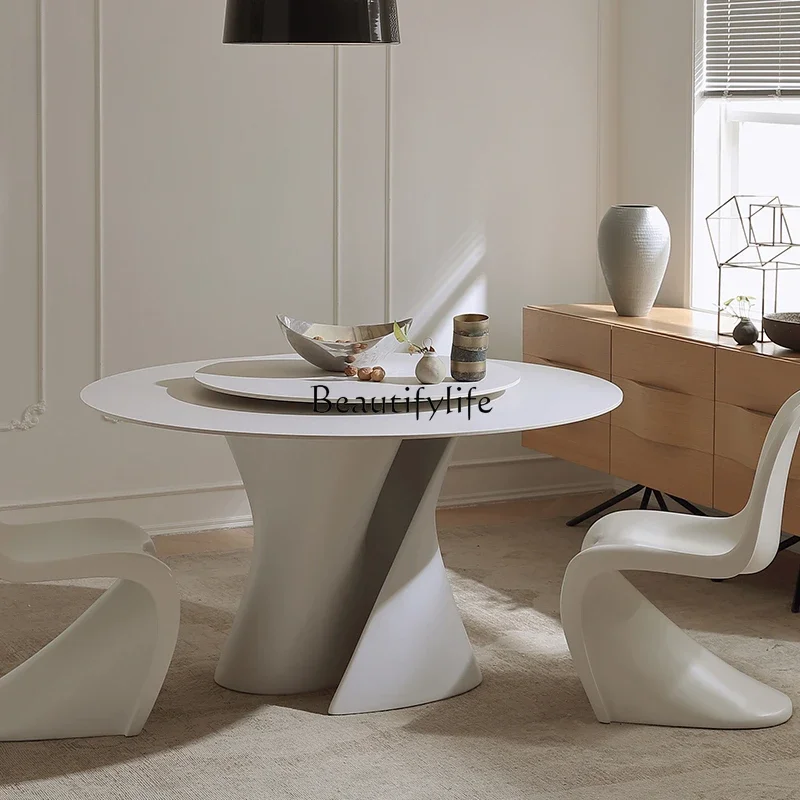 

yj7 Small Unique Dining Table Kitchen Luxury Turntable Luxury Stone Round Tables Marble Modern White Mesas De Jantar Furniture