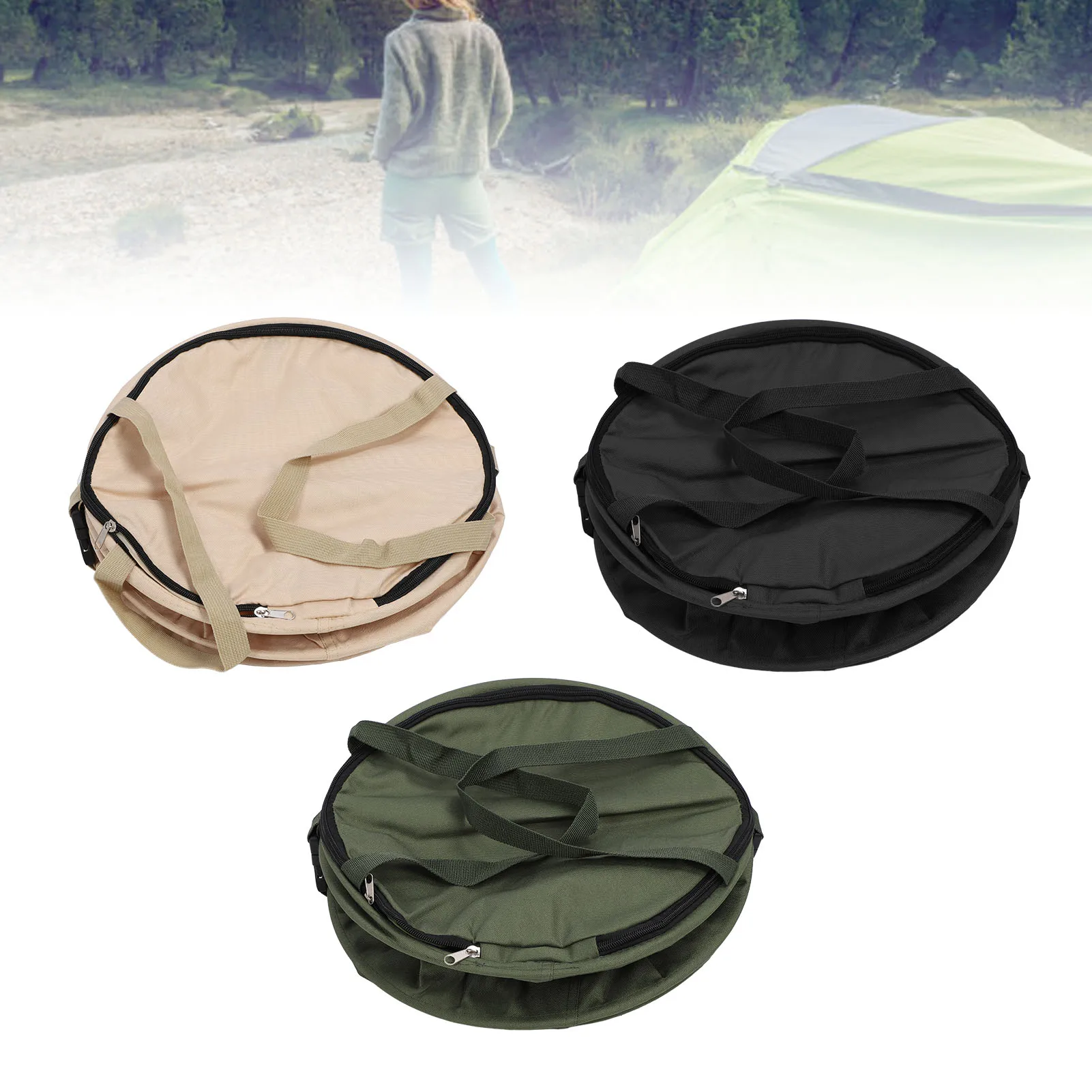Camping Trash Can Large Capacity Portable Multifunctional 600D Oxford Cloth  Utility Container with Lid Foldable Trash Can
