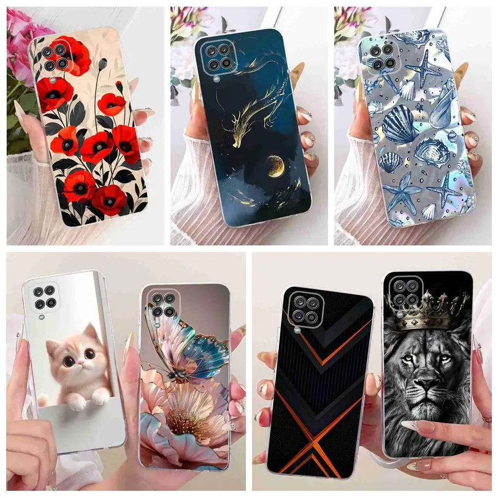 Funda de silicona transparente TPU con diseño moderno para Samsung Galaxy A12 de 6.5 pulgadas, compatible con Samsung A12 SM-A125F SM-A125M.