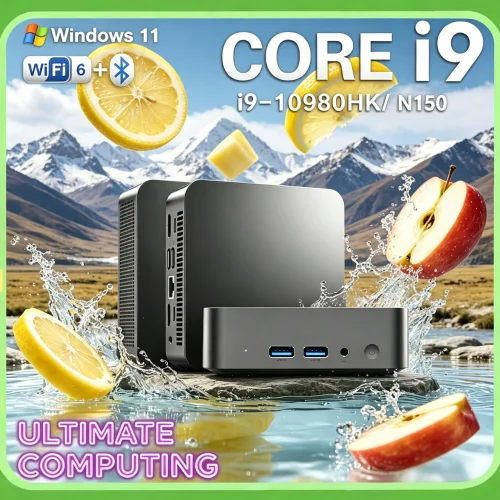 Aetherial 2026 Nimble Portable Mini PC Gamer CoreI9 8950HK/ N150 Windows 11 Sleek Mini Computer 16GB 1/2TB SSD TypeC WiFi 6 BT
