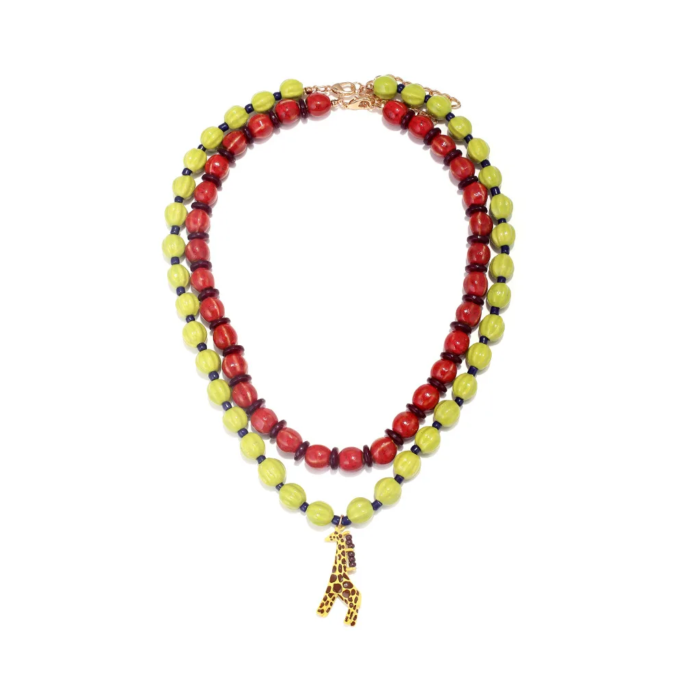 2026 Neue Handgefertigte Perlen-Choker mit Giraffen-Anhänger Halsketten für Damen Mode Urlaub Party Schmuck Geschenke – Detail 4