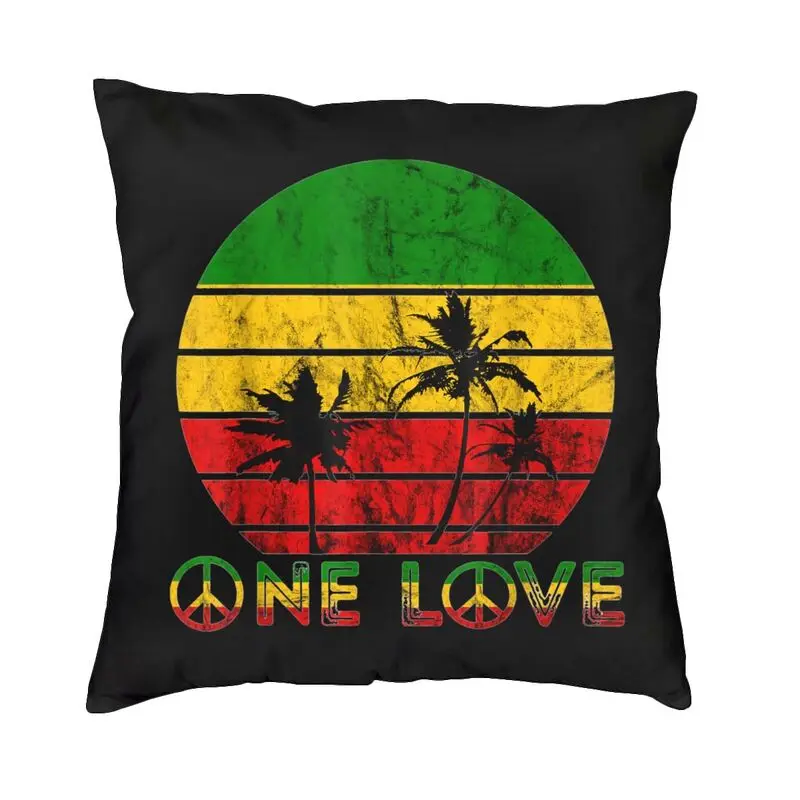 Rasta Reggae One Love Retro Vintage Sunset Jamaica Vacation Cushion Cover 45x45 Decoration Printing Throw Pillow Case
