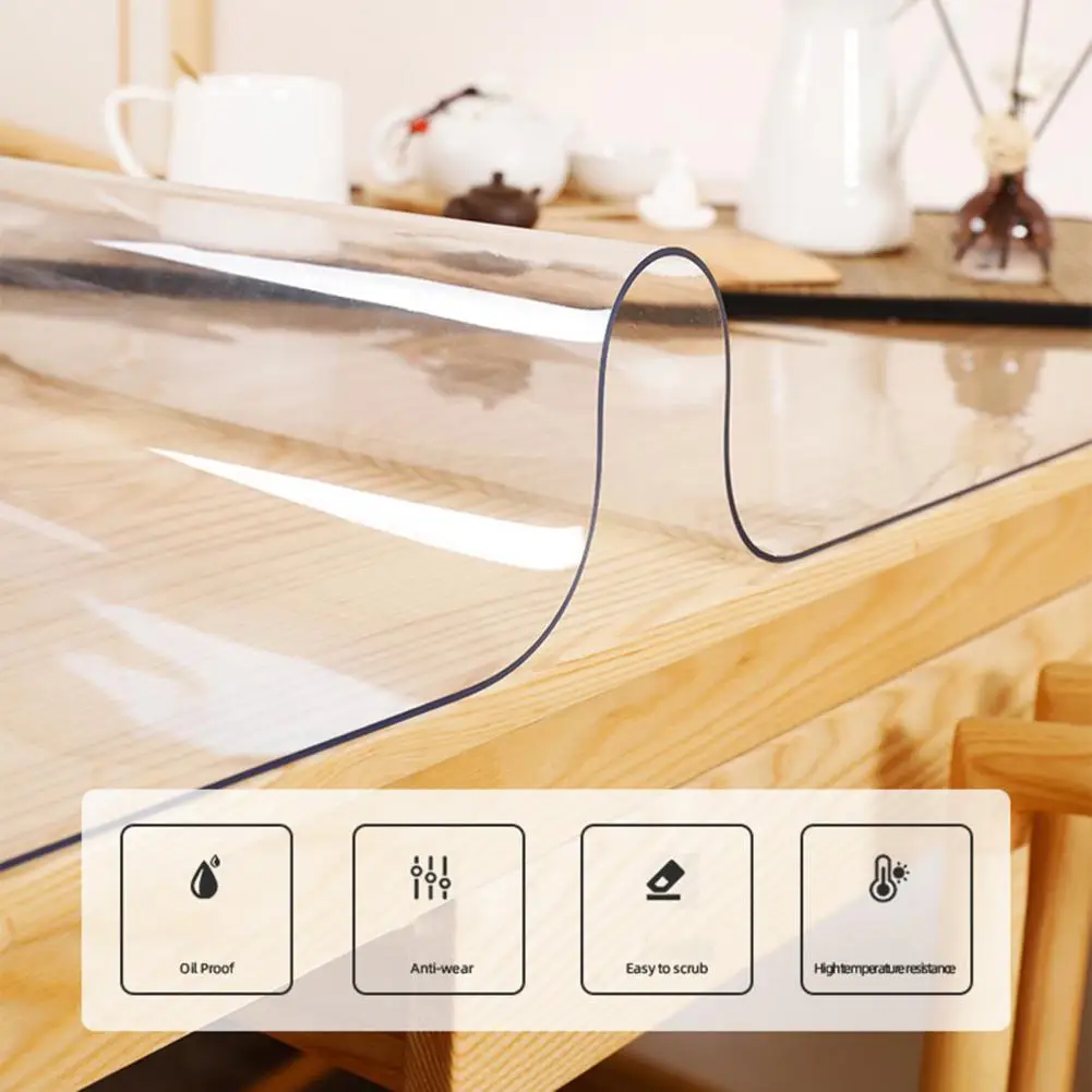 

Прозрачная защита для стола, водонепроницаемая скатерть толщиной 0,8 мм, пластиковая крышка для стола, защищает от царапин, проливания