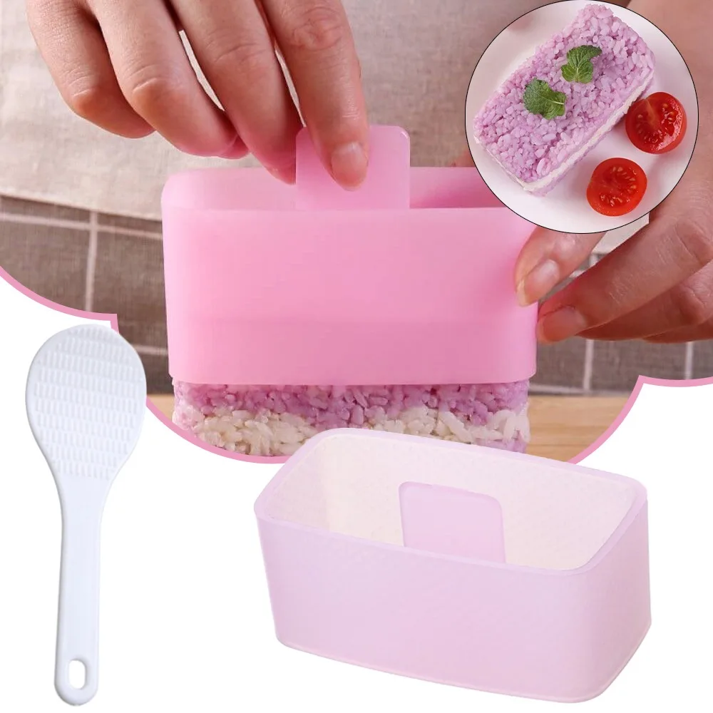 Food Press Rectangular Sushi Mold Maker Onigiri Rice Ball Set Non Stick Sushi Kit Japanese DIY Tools Kitchen Bento Accessories