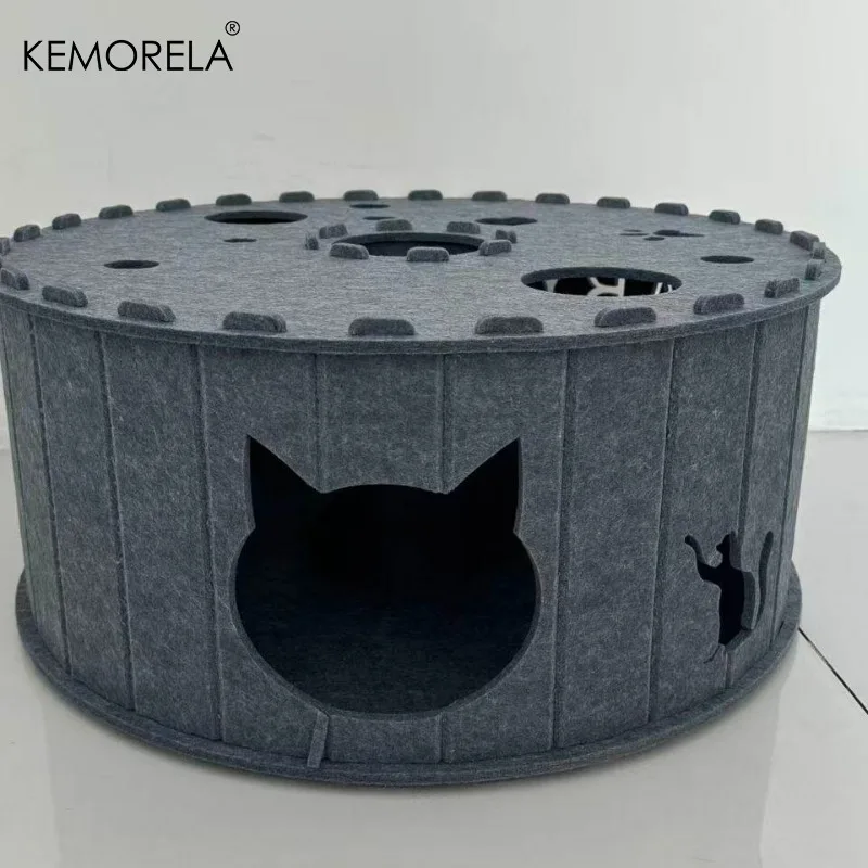 KEMORELA Double Layer Cat Scratching Board Featuring A Tunnel Spacious 2-in-1 Cat House And Scratching Board Removable