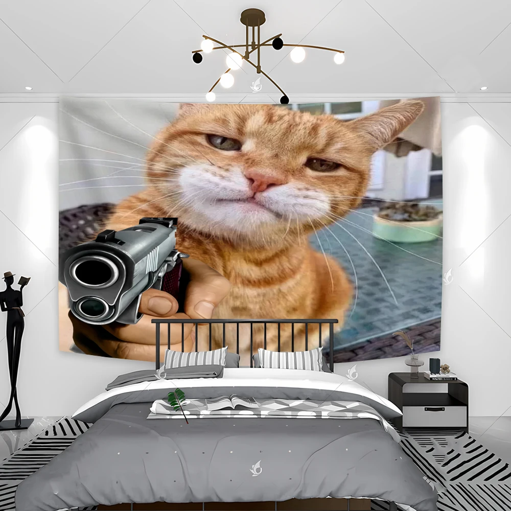Tapestry Custom Tapestry for Bedroom 90x150cm Four Seasons Scene Funny Cat Room Decoration Wall Carpet