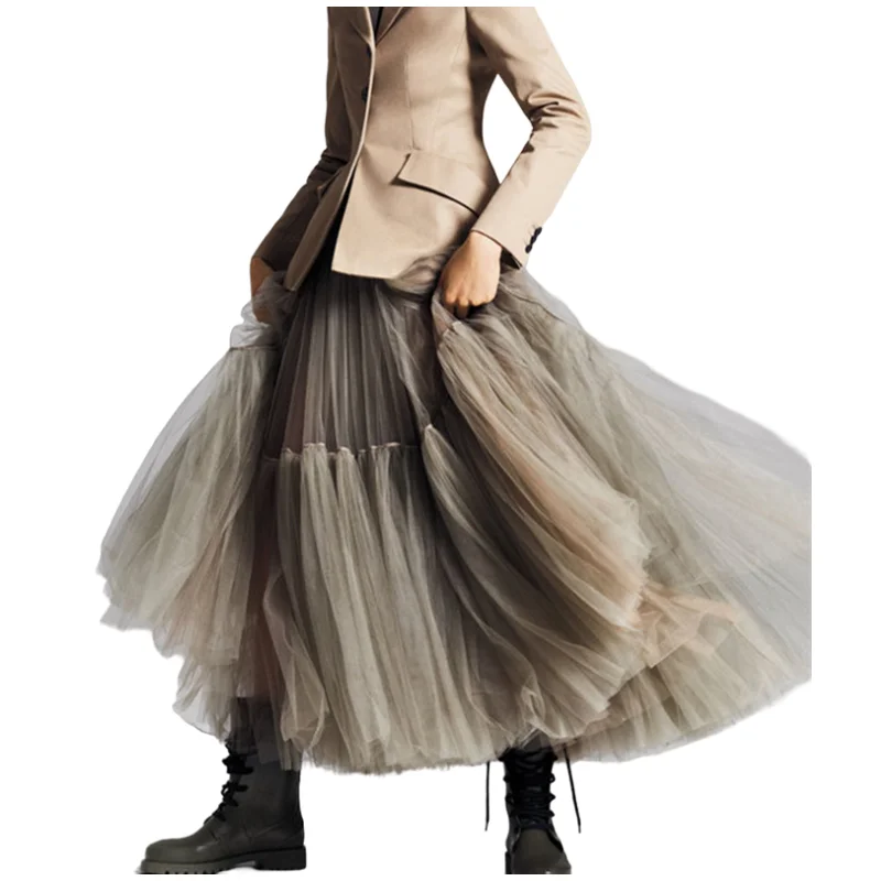 

Maxi Long Tulle Skirts for Women Black Gothic Pleated Skirt Casual Party Fairycore Summer Winter Jupe Longue 2024 Falda Mujer