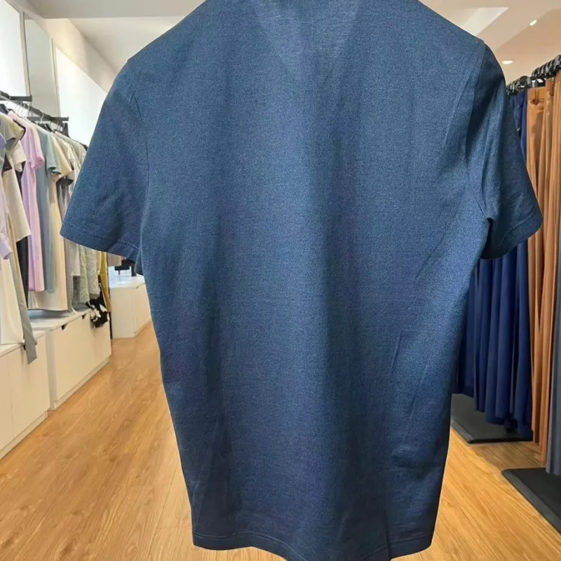 Men's ort Sve T-irt V-Ne TRA Brand Summer New Pure Color Versatile Cotton Busin Sle Faion Urban Youth